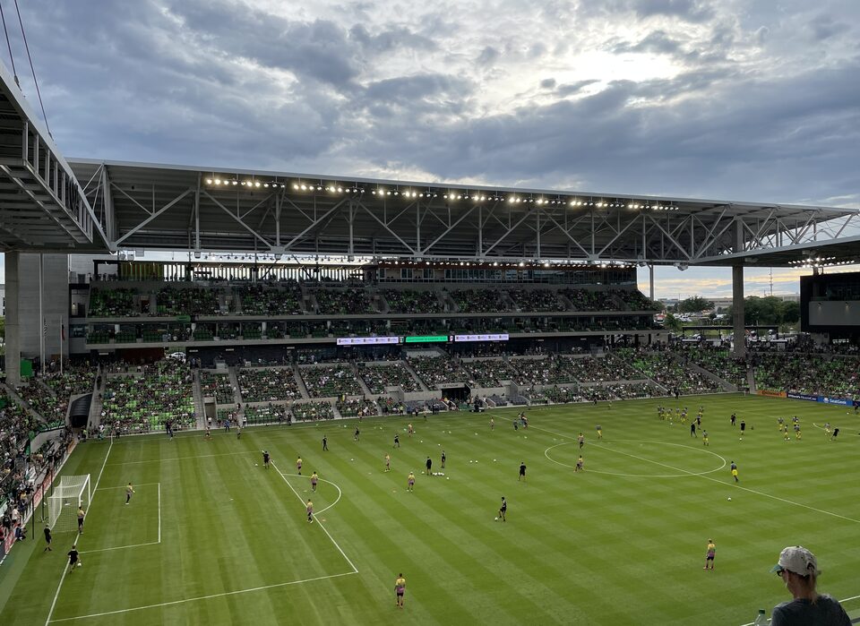 Austin FC playing a match at Q2 Stadium